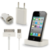 4 в 1 (Док станция+сетевая+автозарядки+интерфейсный кабель) для iPhone 4, 4s, 3g, 3gs